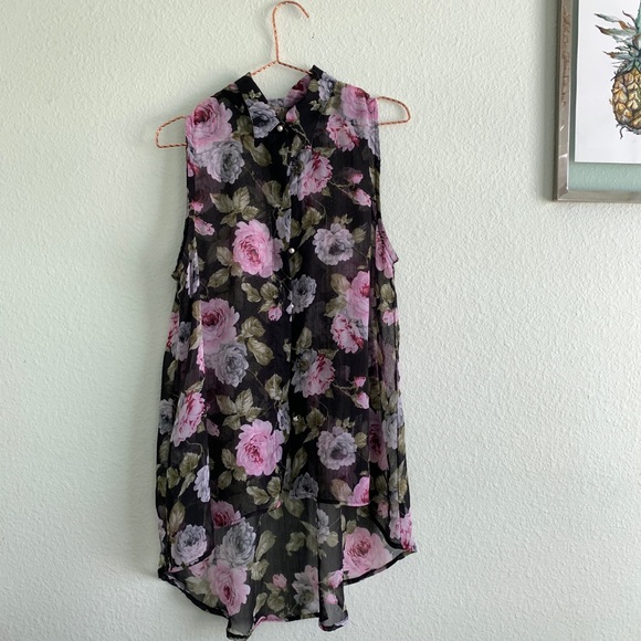 AWAKE COUTURE see through long sleeveless blouse M - Picture 2 of 12